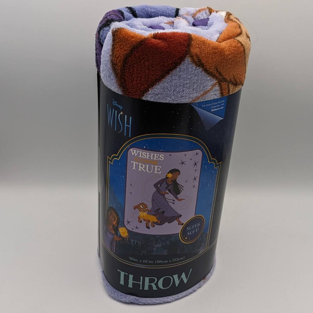 New Jay Franco Disney WISH Shine On Star Super Soft Plush Purple Throw Blanket